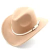 Western Cowboy Unisex Vuxen New Top Fashion Cap Buckle Outdoor Jazz Panama Wide Brim Fedora För Män Kvinnor Beach Sombrero Hats