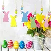 Påsk trä hängande hänge diy solida färg ägg kaninformade hängorer prydnad lycklig påsk hem dekoration t9i001697