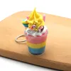 Simulation Pearl Milk-Tea Ice Cream Cup Keychain Bag Pendant Hanging Decor Handbag Car Key Holder Bags Pendant Toys for Kids Gift