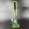 Güzel Yeşim Yeşil Cam Bong 10.5 inç Nargile Uzun Boylu Başlık Kalın Su Borusu Inline Perc Dab Petrol Rig Bongs Ağır Büyük Balmumu Pembe Bager Borular