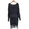 Вязаный свитер Tassel Hem Vintage Sequin Elegant Korea Fashion осень Patchwork Style Sweater 201225