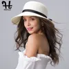 Furtalk Summer Straw Hat For Women Beach Sun Hat Wide Brim Travel Panama Bucket Bucket Feme Feme Sun Protection Cap pour femelle Y200602