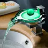 Led Bathroom Faucet Brass Chromed Waterfall Bathroom Basin Faucets 3Colors Change Led Tap Water Power Basin Mixer Faucet4031707