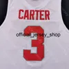 2020ニューオハイオ州立バッキーズカレッジバスケットボールジャージーNCAA 3カーターホワイトすべてステッチと刺繍の男性の若者サイズ
