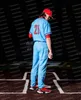 Jam aangepaste liberty poeder blauw honkbal jersey dubbele ingeklede naam en nummer