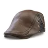 Boinas [JAMONT] Sombrero de hombre Vintage PU Cuero Ivy Flat Gatsby Golf Sombreros para conducir Boinas Gorras Aspecto clásico Visor Casquette