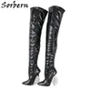 Sorbern Sexy 14Cm Metal Heels Crotch Thigh High Streched Slim Fit Unisex Boots Drag Queen Custom Leg Fit Long Boot Multi Colors