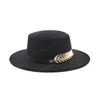 Ny klassisk Khaki Flat Top Bowler Hat Wool Fedora Hat For Women Wide Brim Top Jazz Cap Elegant Panama Hats1197529