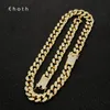 20mm Miami Cuban Link Chain Gold Silver Color Naszyjnik Bransoletka Lukrowa Out Kryształ Rhinestone Bling Hip Hop Men Biżuteria Naszyjniki