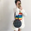 Bolsos Baguette de cuero a cuadros HPB para mujer, bolso de hombro redondo pequeño Vintage para mujer, bolso de mano a la moda para mujer, bolso para axilas, Bolsas