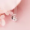 Onun Harikalar Diyarı Zirkonya Tavşan Kolye Kolye 925 Ayar Gümüş Kolye Hayvan Bunny Kadınlar Jewlery Girlfriend Hediye Q0531