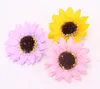 Handmade 25 pcs Sunflower Soap Flor Bouquet de cabeça com caixa de PVC Decor DIY Casamento Christmas Home Flores Fontes