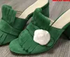 2022 Hot Selling Vrouwen Dikke Hak Sandaal Schoenen Office Lady Casual Sandalen Zacht Groen Suède Leer 11 Cm Hakken meisjes Mode Zwart # G97