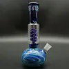 10.6 inch Glass Water Bong Recycler Hookah Smoking Pipe Shisha Beaker with 14mm Male Bowl Curve Perc