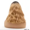 Ombre färg helt syntetisk spets fram peruk simulering mänskligt hår lacefront peruker 14 ~ 26 inches 19626-2610