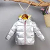 Sundae Angel Winter Jacket Ragazzi Gold Glossy Hooded Warm Girl Parka Coat Solid Bambini Giù Giacca imbottita in cotone Capispalla LJ201017