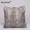 MS.Softex véritable taie d'oreiller en fourrure de lapin patchwork taie d'oreiller en fourrure naturelle housse de coussin décoration de la maison T200601