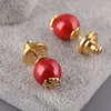 Perles de perle Boucle d'oreille à oreilles 18 carats en or Femmes Bijoux de qualité supérieure Rouge et blanc PS66228458262
