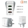 3 MULTI-PORT USB QC 3.0 Snabbladdning USB-väggladdare HUB MAINs väggladdare Adapter US EU-UK-kontakt för hemresor Telefontillbehör