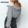 Aachoae Women Plaid Coat Winter Autumn Long Sleeve Soft Warm Jacket Female Hooded Casual Short Mujer Chaqueta SL 201027