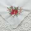 Conjunto de 12 lenços de algodão branco tecido de algodão casamento hankies scalloped bordas hanky bordado floral 30 * 30 cm