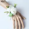 Meldel Artificial Rose Flower Groom Boutonniere Bride Wrist Corsage Girl Bracelet Men Corsages Wedding Flowers Party Decoration6883182