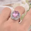 Fedi nuziali Megin grande uovo rosa zircone diamante di lusso argento sterling 925 per le donne fidanzamento regalo di compleanno gioielli di moda