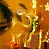 Snowflake Elk Bell Christmas Curtain Light Decorations for Home Merry Ornament Xmas Gift Year Y201020