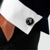 Moda para hombres A-Z Mancha de gemelos de color plateado Botón de la letra de la letra para el caballero masculino camisa de la camisa de la boda de los manguitos de la boda Regalos
