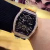 Vanguard Watch Collection Montre automatique pour homme V 45 S6 SQT Boîtier en acier avec diamant Cadran squelette blanc en diamant Bracelet en cuir Montres de sport pour hommes