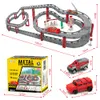 Brandbekämpning Elektrisk City Rail Car Building City Toy Set, Toddler Track Toy, med bil, lastbil