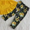 New Design Toddler Neonate Set Abiti autunnali Tunica Top Legging Pantaloni Girasole Stampa Abiti firmati per bambini Abbigliamento da boutique per ragazze