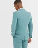 2022 Spring Summer Mint Green Mens Suits Beach Groomsmen Wedding Tuxedos For Men Peaked Lapel Groom Formal Wear Bridegroom Prom Suit 3 Pieces Jacket+Pants+vest