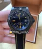 New Blackbird 44mm PVD Black Steel Case V17311101 Black Dial Automatic Mens Watch Yellow Stick Mark Nylon Strap Leather Watches He2109028