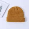 Unisexe hiver côtelé tricoté à revers court melon casquette rue couleur unie crâne rétro Ski pêcheur Docker bonnet chapeau Slouchy Z lu2360