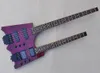 Lila 4 + 6 strängar dubbelsidig elektrisk gitarr med rosewood fretboard, 24 frets, kan anpassas