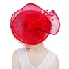 Stingy Brim Hats Mingli Tengda Women's Mesh Red Hat British Fashion Banket Horse Racing Festival Mysterious Mask Headdress Fascinator1