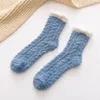 7 couleurs corail polaire chaussettes couleur bonbon étage sommeil chaussettes floues filles hiver chaud moelleux épais serviette chaussette femmes filles bas