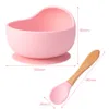 Baby Servies Kids Voeding Non-Slip Bowl Waterdichte Bibs Lepel Coopery BPA Gratis Siliconen Schotels voor Baby Plaat Kom LJ201221