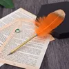 Penna a sfera con piume di struzzo per firma di matrimonio, regalo per feste di compleanno, decorazioni per la casa, ufficio, scuola WB3351