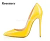 Dress Shoes Brand Design Women Fashion Pointed Toe Patent Leather Stiletto Heel Pumps Candy Colors Super High Heels Formal