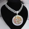 Hip Hop Big Round Jigsaw Thunder Cat Pendentif Autres accessoires de mode avec 15 mm 18 "Full Iced Out Miami Cubain Ras du cou Chaîne Hommes Collier Bijoux Cadeau