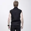 メンズベストスチームパンクパンクブラックベストメンジャケットリベットポケットスリーブレスターンダウンカラーcollar waistcoat1 stra22