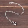 925 colliers pendentif en argent sterling bijoux de mode 2 liens ronds connectés pendentif colliers de créateurs faits à la main pour hommes femmes7997593