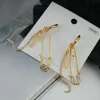 Simple Metal Tassels Chain Pin Cross Pendant Earrings for Women Fashion Crystal Geometric Unique Earrings Circle Jewelry