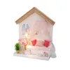 mini docka hus miniatyrer vardagsrum diy dockskåp böcker miniatyr kit trähus för barn möbler maison de Poupee LJ200909
