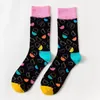 Women Personality Couples Funny Happy Socks Cotton Men Socks Woman Soks Egg Feather Sheep Leaves