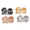 Stainless Steel Top Quality Crystal Zircon Ear Tunnels Plug Screw Fit Colorful Ear Flesh Gauge Ear Expanders Jewelry251m