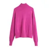 Wixra Soft Swetry Solid Half High Collar Pullover Kobiety Grube Ciepłe Dzianiny Jesień Zima Kobieta Streetwear Top 211221