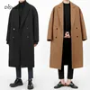남자 양모 블렌드 단단한 모직 패드 드 코트 남자 한국의 긴 느슨한 옷깃 남자 남성 단순 슬림 따뜻한 따뜻한 이중 브레스트 재킷 보이 20211